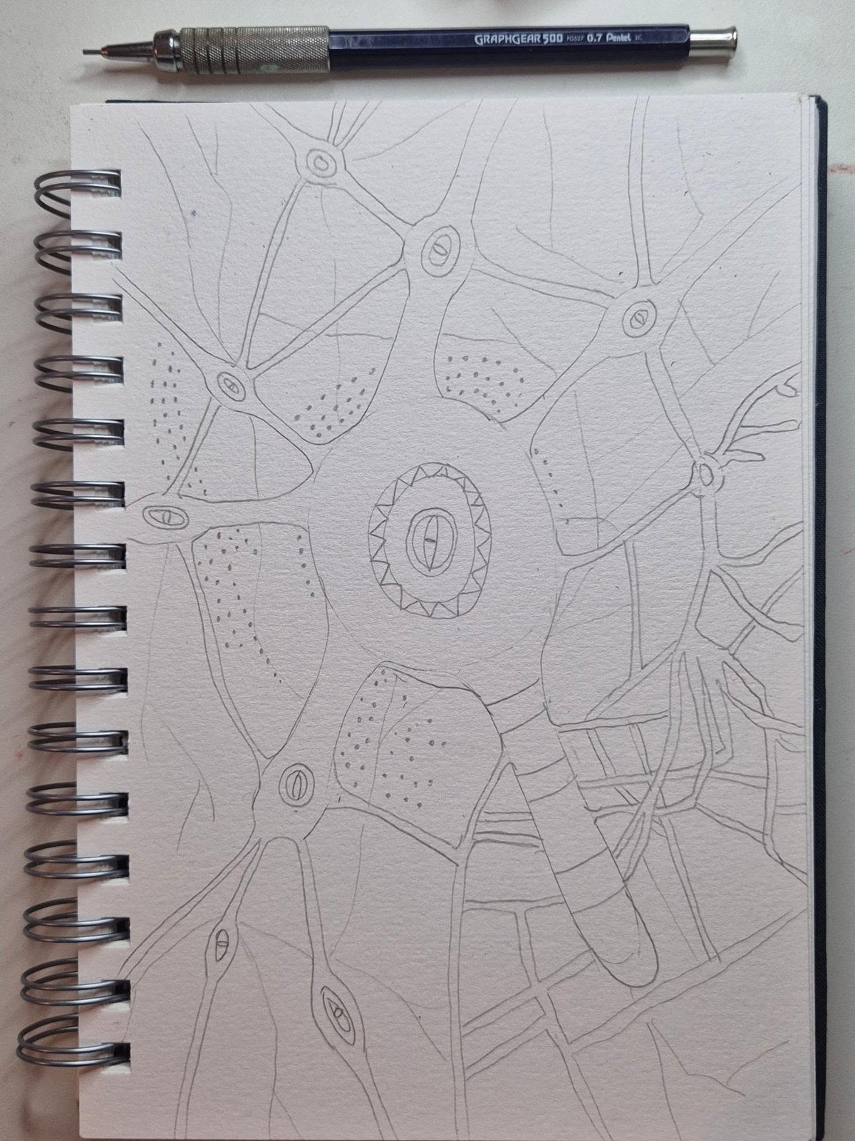 Pencil study for the neural network.